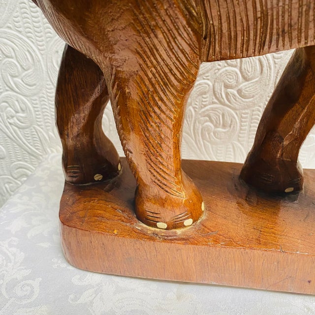 1960s Vintage Hand Carved Elephant Figurine For Sale - Image 4 of 13