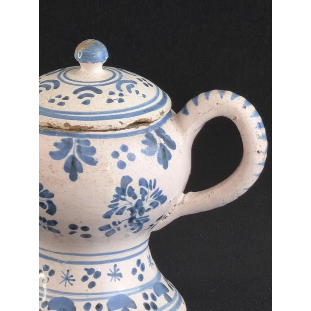 Ceramic French Faience Blue and White Posset Pot, 1700s For Sale - Image 7 of 13