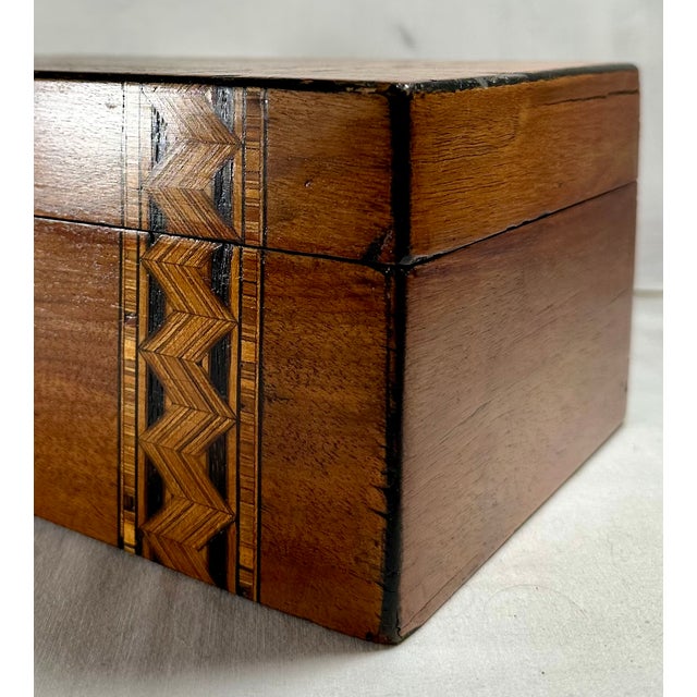 Victorian Black Walnut Tunbridge Ware Tea Caddy Box, Circa 1880. For Sale In West Palm - Image 6 of 12