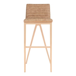 Contemporary Low Back Barstool in Brown For Sale