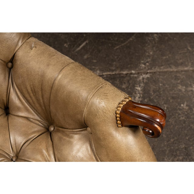 Animal Skin Vintage Tufted Sleepy Hollow Armchair in Beige For Sale - Image 7 of 14