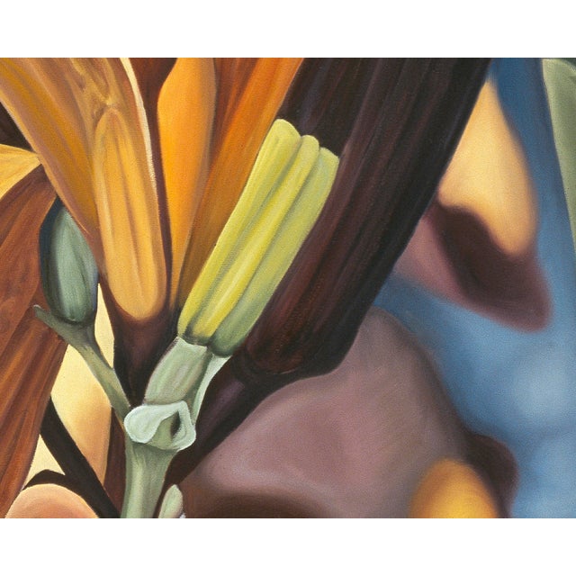 2000s "Daylilies" Large Gallery Wrapped Oil Painting by Judith Moore For Sale In Saint Louis - Image 6 of 9