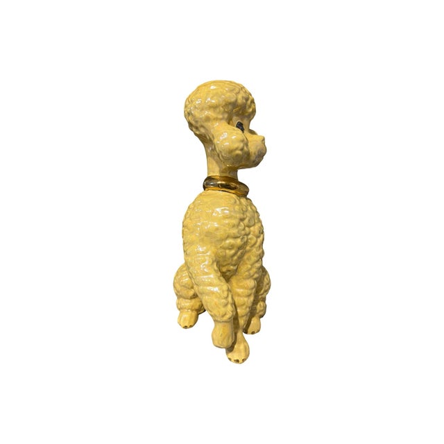 Yellow Vintage Mid Century Modern Ceramic Dog Poodle Mint MCM Kitsch 1950s Yellow Gold For Sale - Image 8 of 9