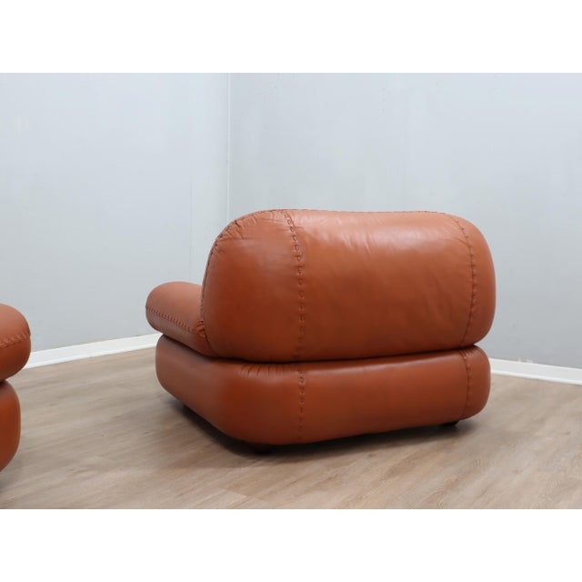 Sapporo Cognac Leather Chairs from Mobil Girgi, 1970s, Set of 2 For Sale - Image 14 of 18