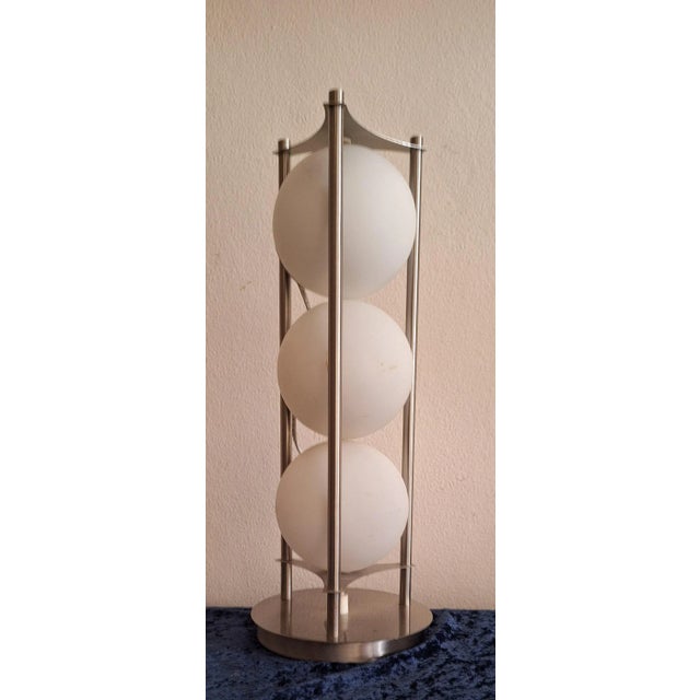Vintage Metal Table Lamp with White Glass Shades from Cima, 2000s For Sale - Image 6 of 8