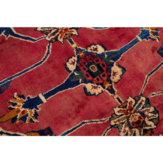 1960s 1960s Vintage Handmade Persian Mahal Room Size Wool Rug in Red For Sale - Image 5 of 7