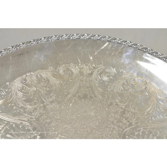 Vintage Wm Rogers 767 Victorian Style Round Silver Plated Serving Platter Tray For Sale In Philadelphia - Image 6 of 10