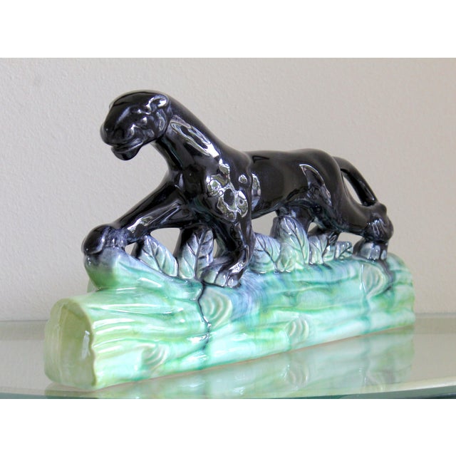 Mid-Century Modern Mid-Century Modern Black Panther Ceramic Tv Lamp Base For Sale - Image 3 of 13