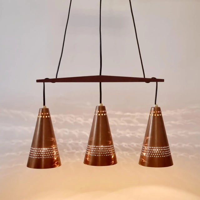 Wood Mid-Century Modern Scandinavian Copper and Teak Pendant by Hans-Agne Jakobsson, 1950s For Sale - Image 7 of 12
