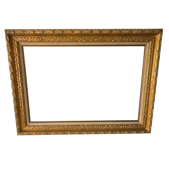 1990s 1991 Painting in Carved Giltwood Frame, "Harvest", Signed For Sale - Image 5 of 11