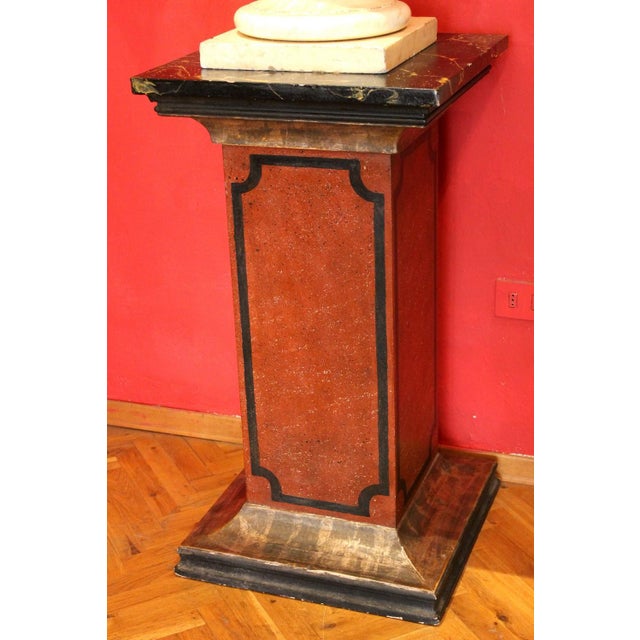 19th Century Italian Faux Marble Lacquer Architectural Pedestals or Columns, Set of 2 For Sale - Image 16 of 18