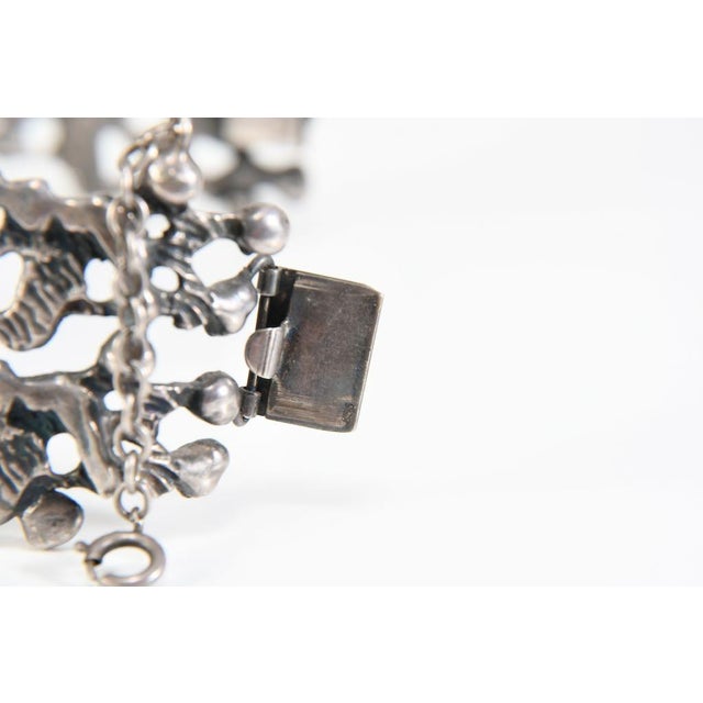 Mid-Century Modernist Brutalist 835 Silver Bracelet by Pegria in the style of Guy Vidal, Italy, 1960s For Sale - Image 4 of 10