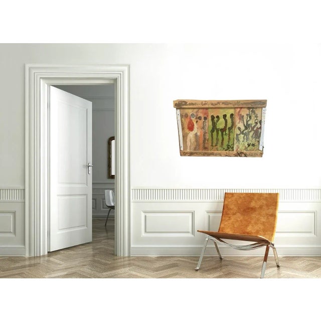 Folk Art painting by Purvis Young, (USA 1943-2010). Painted on found plywood and framed by the artist in Formica strips....