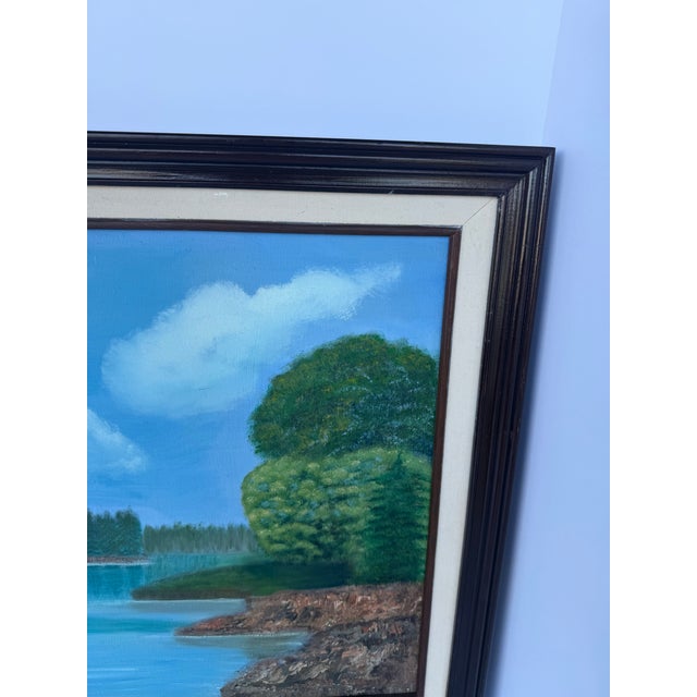 Signed Original 1992 Oil Landscape Painting by J. Brown in Original Wood Frame For Sale - Image 11 of 12