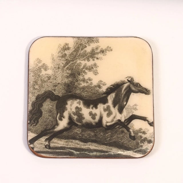 Horse Coasters: 1950s Italian Lacquerware, Equestrian Decor (Set of 6) For Sale - Image 4 of 11