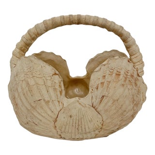 Vintage Terrafirma Ceramic Shell Basket For Sale