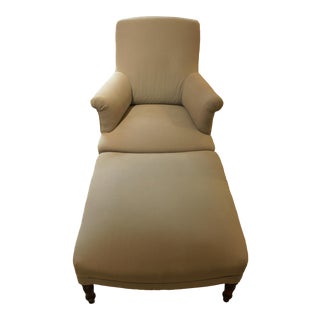 Late 19th Century French Meridienne Chair and Ottoman For Sale