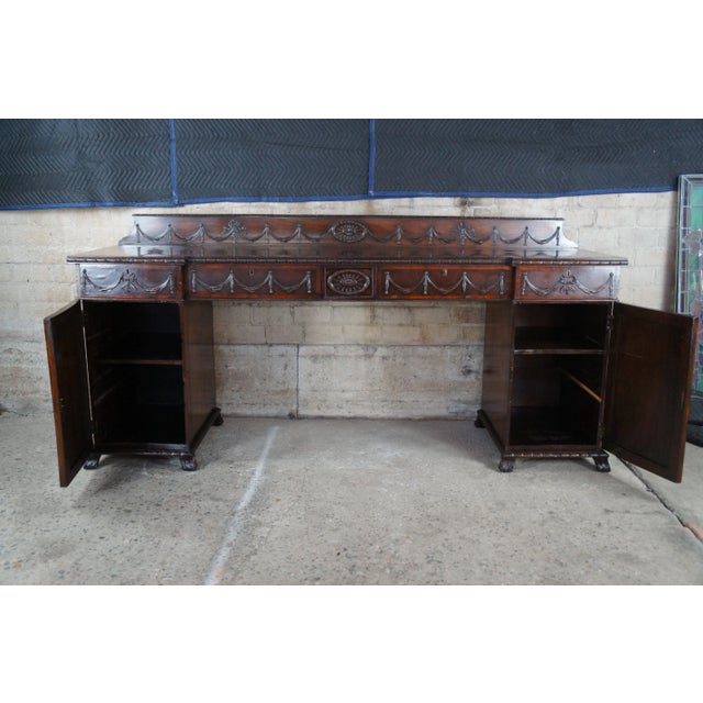 19th Century Antique English Georgian Style Neoclassical Mahogany Sideboard Buffet For Sale - Image 6 of 12