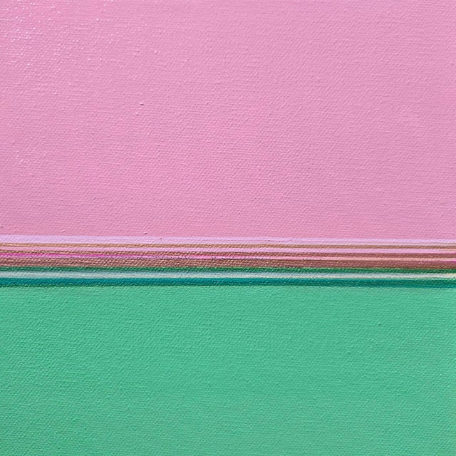 Pink & Mint Green Abstract Acrylic Painting For Sale - Image 4 of 4