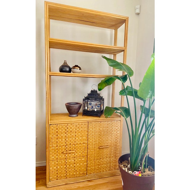1970s Boho Chic Bamboo Rattan & Wicker Shelf/Bookcase For Sale - Image 9 of 10