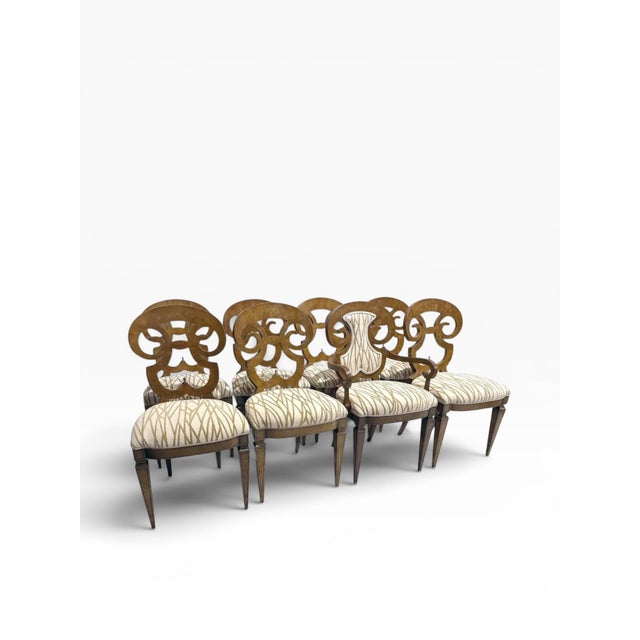 Biedermeier 1960s Reupholstered William Doezema for Mastercraft Biedemeier Dining Chairs - Set of 8 For Sale - Image 3 of 16