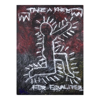 Sax Berlin TAKE A KNEEL FOR EQUALITEE. Contemporary Figurative Oil Painting 2020 For Sale
