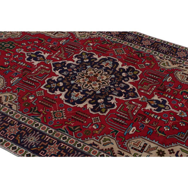 Rug & Kilim Vintage Persian Tabriz Rug With Red-Blue Patterns by Rug & Kilim For Sale - Image 4 of 7
