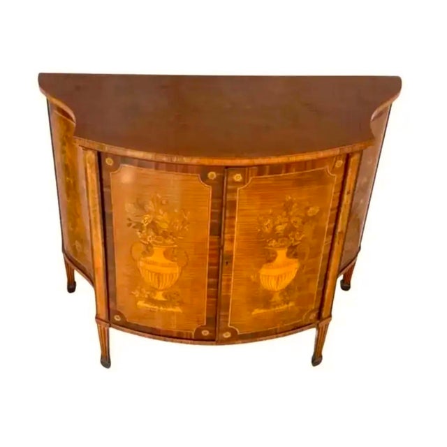 Wood 19th Century George III Harewood and Marquetry Cabinet For Sale - Image 7 of 15