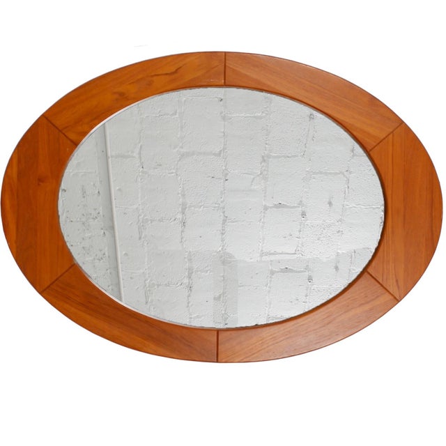 Pedersen & Hansen Large Oval Teak Mirror Chairish