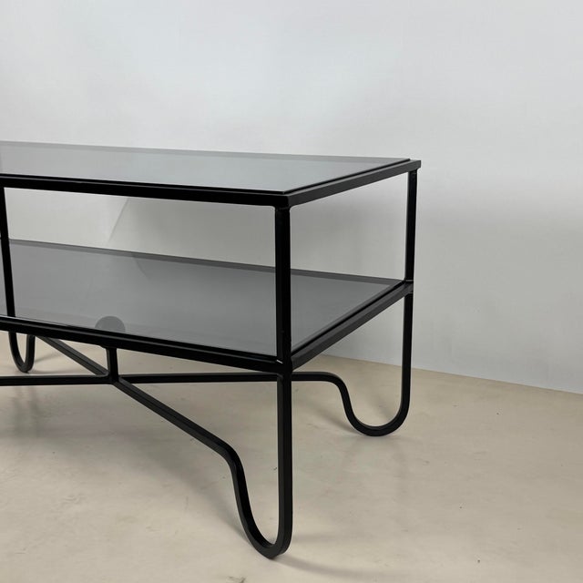 Smoked Glass 'Entretoise' 2-Tier Cocktail Table by Design Frères For Sale - Image 10 of 10