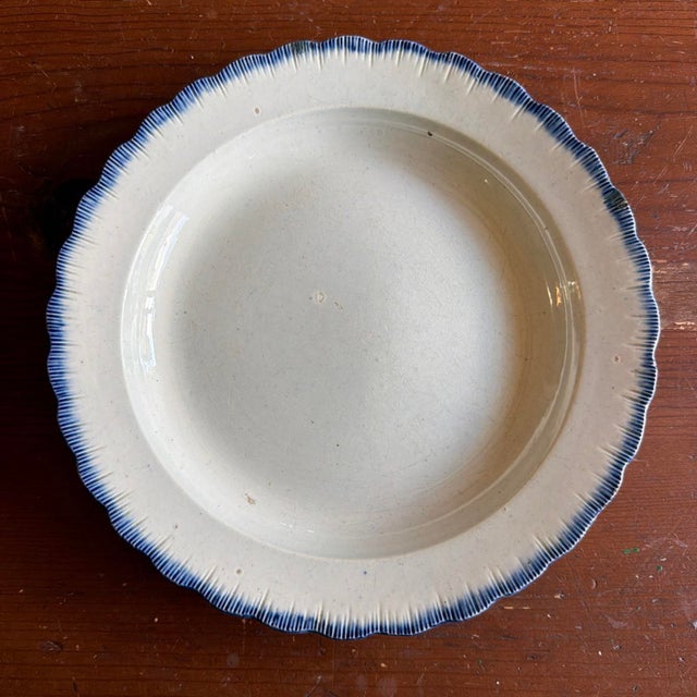 Farmhouse A Very Nice Antique Blue Feather-Edge Pearlware Plate, Circa 1810 For Sale - Image 3 of 12