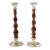 Oak Twist Candlesticks With Silver Plate Mounts For Sale