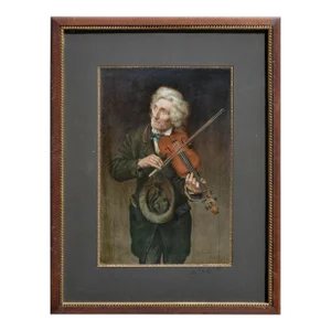 Old Violinist - Late 19th Century Figurative Lithograph by John George Brown