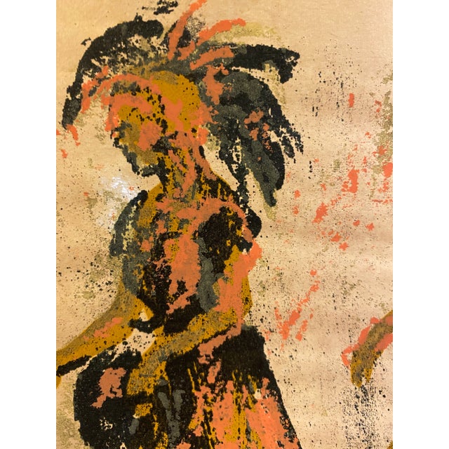 1960s unsigned figural or tribal screenprint.