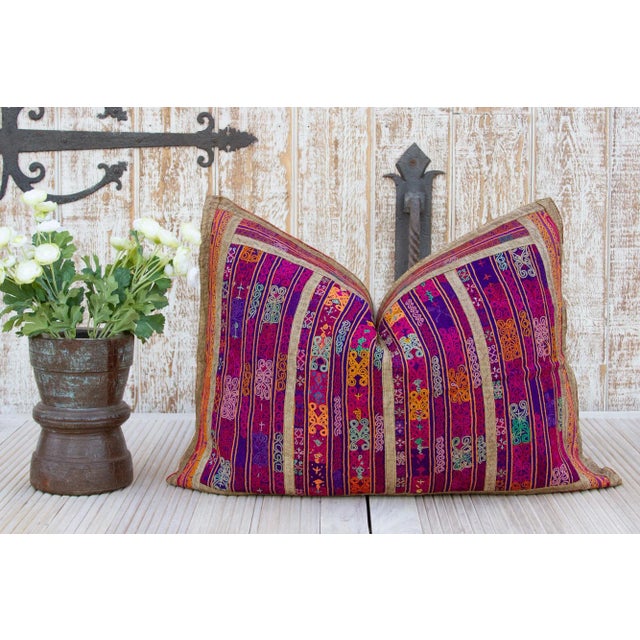 Meera Thar Silk Embroidered Antique Pillow For Sale - Image 9 of 10