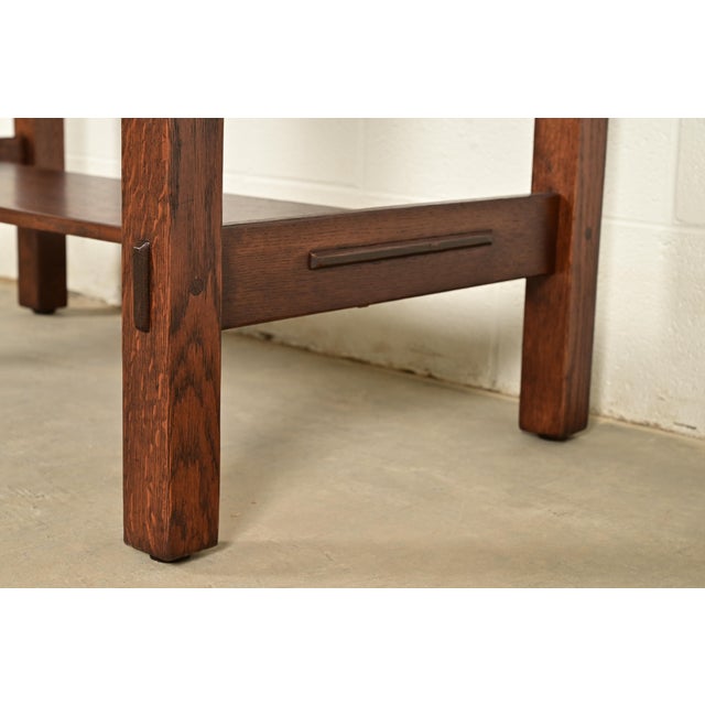 Stickley Brothers Antique Mission Oak Arts & Crafts Writing Desk or Library Table, Newly Refinished For Sale - Image 11 of 16
