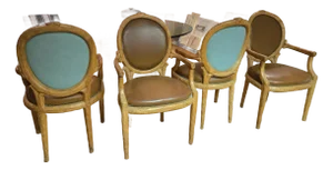 Set of 4 Vintage Hollywood Regency Faux Bois Fauteuils