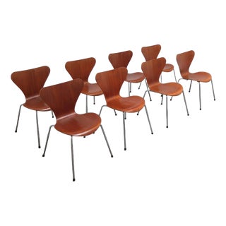 Series 7 Chairs in Teak by Arne Jacobsen for Fritz Hansen, 1955, Set of 8 For Sale