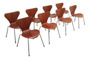 Series 7 Chairs in Teak by Arne Jacobsen for Fritz Hansen, 1955, Set of 8