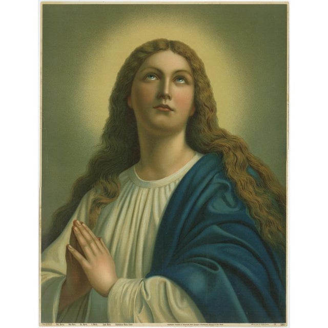 Jesus appears to mary magdalene – antique german chromolithograph, c. 1895 this striking late 19th-century german...