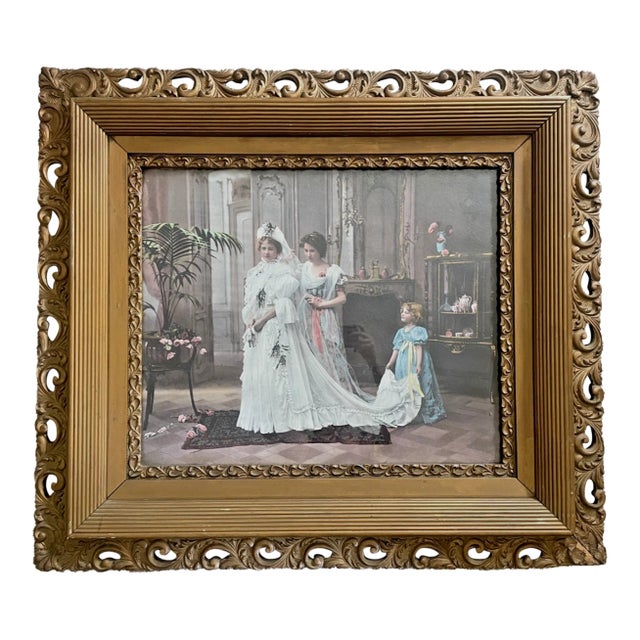 1898 Painted French Wedding Photograph For Sale