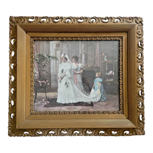 1898 Painted French Wedding Photograph