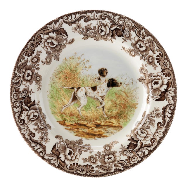 Spode Woodland Dogs Dinner Plate 10.5", Flat Coated Pointer For Sale