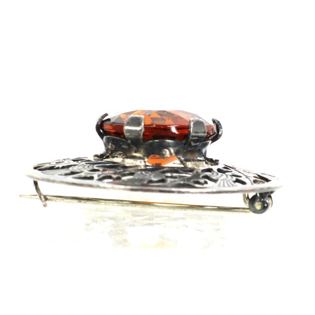 Antique Sterling Scottish Cairngorm Brooch 1890s For Sale - Image 4 of 7