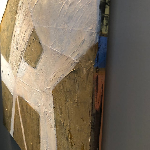 Contemporary Original Oil on Canvas Textured Abstract Painting by CL Auker “Abstract in Beige and White” For Sale - Image 6 of 10