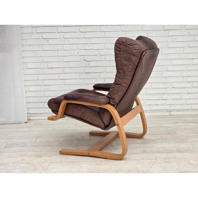Scandinavian Adjustable Armchair in Furniture Leather and Bentwood, 1970s For Sale - Image 6 of 18