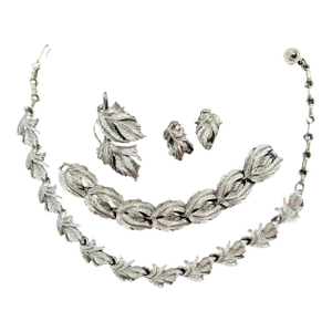 Vintage Tara Silver Tone Leaf Jewelry Complete Set of 5
