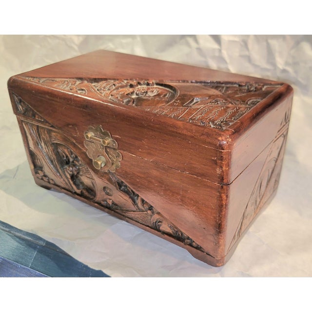 Asian 1960s Carved Jewelry Whatnot Box For Sale - Image 3 of 10