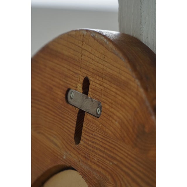 Large Oval Wall Mirror in Pine by Glasmäster Markaryd, Sweden, 1960s For Sale - Image 9 of 17