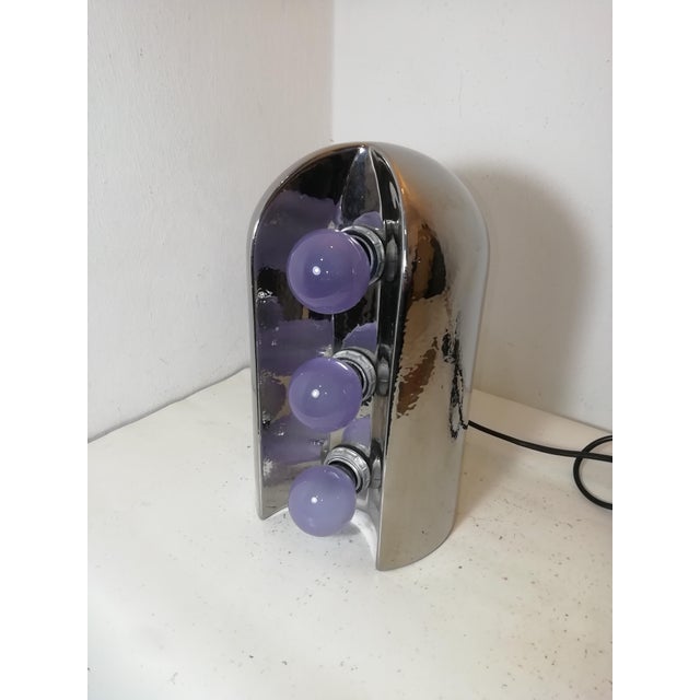 Vintage ceramic table lamp by Ambrogio Pozzi. Original vintage production. A very unique lamp with minimalist, spatialist...